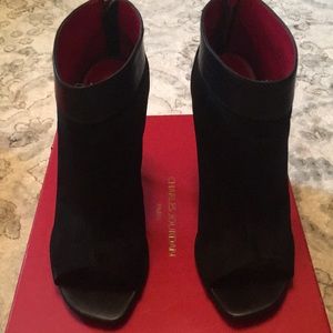 Charles Jourdan Suede Open Toe Booties